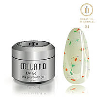 Гель для нарощування з поталлю молочний Milano Milk Potal Builder Gel 15 ml № 4