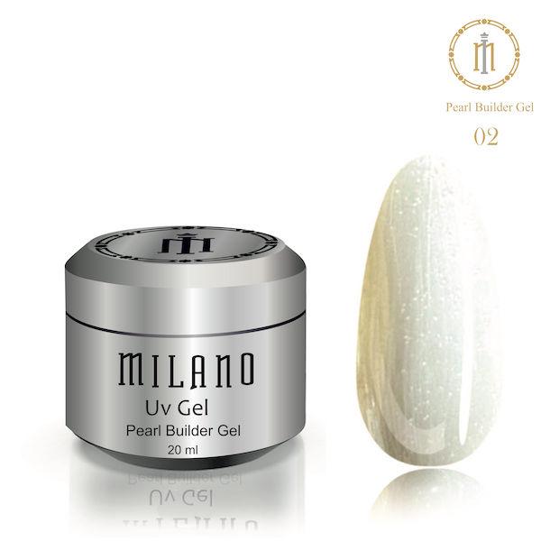 Гель для нарощування Pearl Builder Gel Milano 20ml № 02 перламутровий гель для манікюру, фото 1