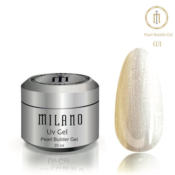 Гель для нарощування Pearl Builder Gel Milano 20ml № 03 перламутровий гель для манікюру, фото 1