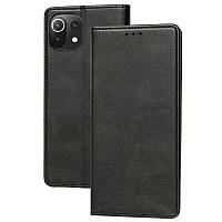 Чехол книжка магнит хлястик Xiaomi Mi 11 Lite черный прошита