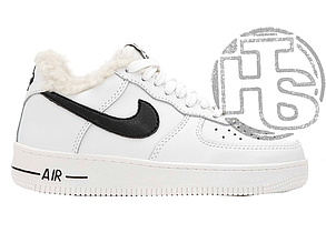 Жіночі кросівки Найк Nike Air Force 1 Low White Black Winter (хутро)