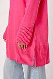 Жіноча в'язана туніка oversize з розрізами фуксія, фото 4