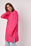 Жіноча в'язана туніка oversize з розрізами фуксія, фото 5