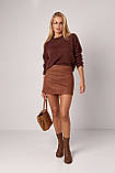 Замшева спідниця коричнева, фото 3
