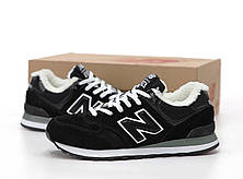 Чоловічі кросівки Нью Баланс New Balance 574 Black White Winter (хутро) ALL13306, фото 3