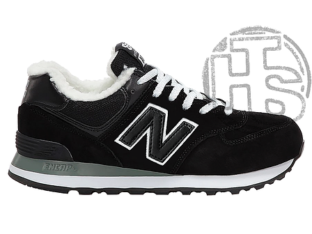 Чоловічі кросівки Нью Баланс New Balance 574 Black White Winter (хутро) ALL13306, фото 1