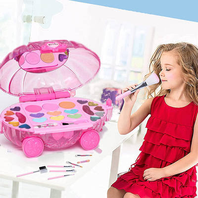 Декоративний косметичний набір дівчинці Розкладна карета Лак для нігтів Блиск для губ Тіні рум'яна Аплікатори