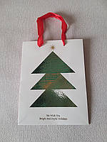 Новорічний пакет 23,5 см х 18 см х 8 см Ялинки, фото 3