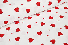 Ранфорс 240 см Сердечка червоні крупні та дрібні