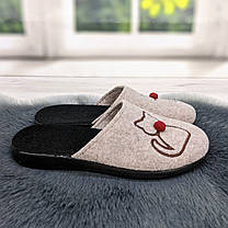 Тапочки жіночі домашні Klerotex із закритим носком фетрові бежеві 4526, фото 2