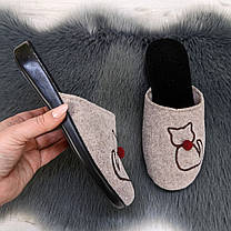 Тапочки жіночі домашні Klerotex із закритим носком фетрові бежеві 4526, фото 3