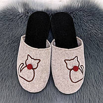 Тапочки жіночі домашні Klerotex із закритим носком фетрові бежеві 4526, фото 4