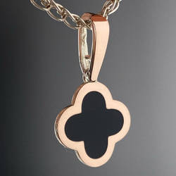 Срібний підвіс з золотими накладками без каменів з емаллю в формі конюшини (1,4 см) РН-307