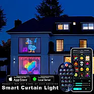 Програмована новорічна LED гірлянда-штора з пультом та керуванням з телефону SFK-07 Bluetooth 2х2 м USB, фото 2