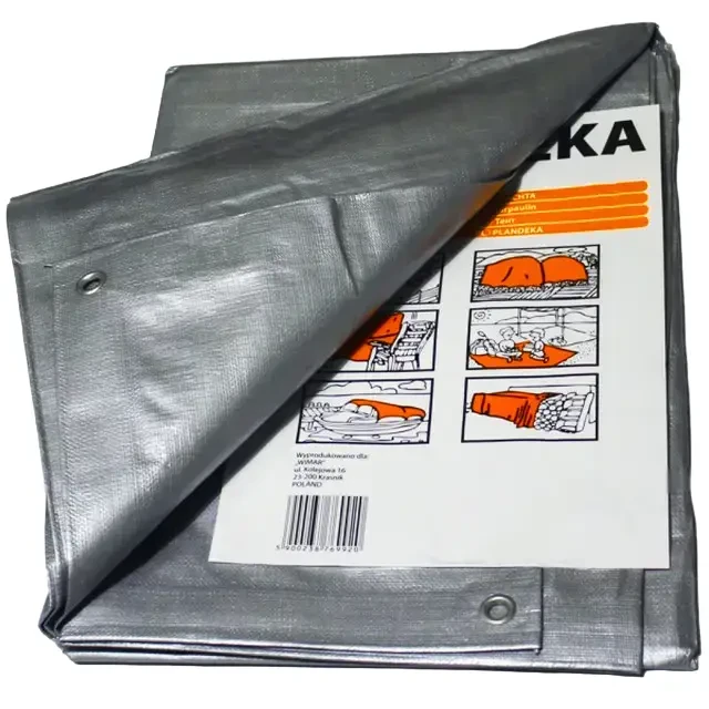 Тент 3х5м водостійкий з кільцями, 160г/м²; ТМ "Wilmar/Plandeka" (Польща) Super mochna. Колір - сірий, +/- 5%.