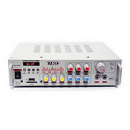 Потужний підсилювач звуку UKC AV-313BT з КАРАОКЕ на 2 мікрофони + FM радіо, Bluetooth та USB