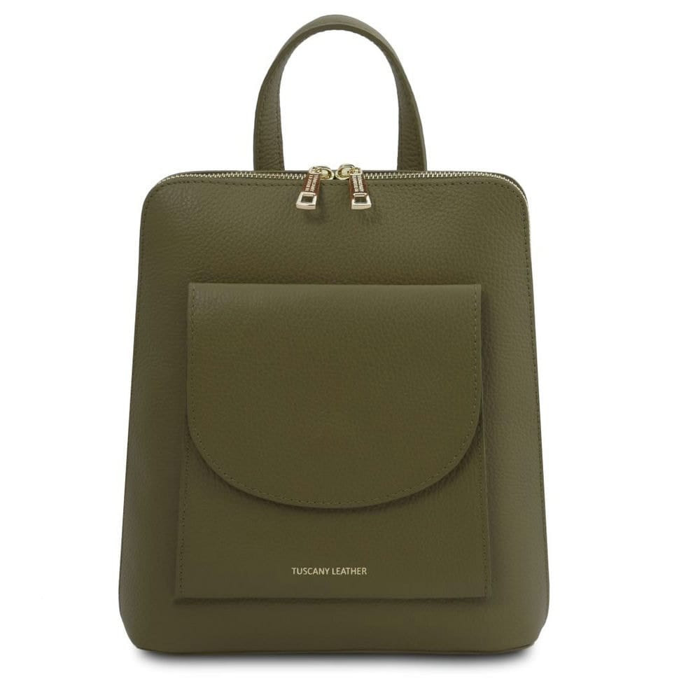 Невеликий жіночий шкіряний рюкзак Італія Tuscany TL142092 (Forest Green)