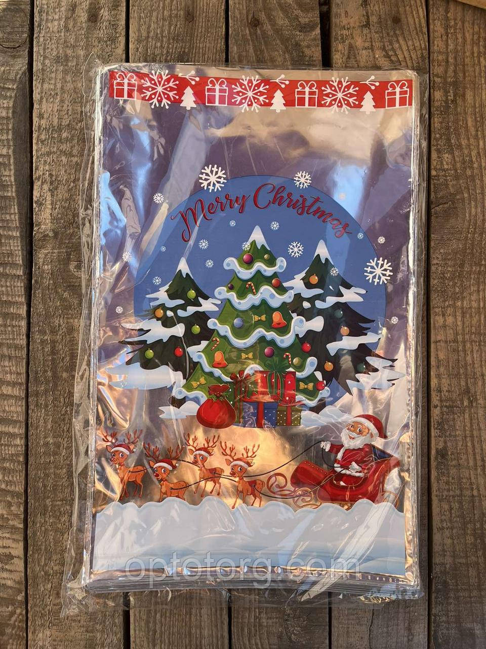 Пакети фольговані для цукерок Новий рік розмір 25*40 см, фото 1