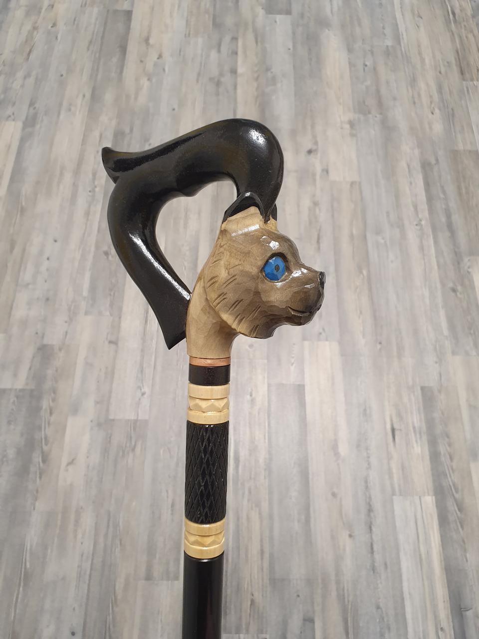 Палиця Кішка, ручної роботи, різальна, дерев'яна, для ходьби