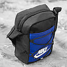Сумка барсетка через плече Nike RIO чорна-синя тканинна молодіжна месенджер, фото 4