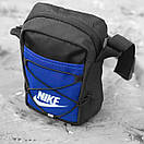 Сумка барсетка через плече Nike RIO чорна-синя тканинна молодіжна месенджер, фото 7