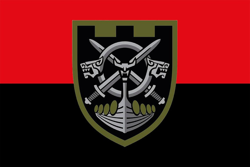Прапор 128 ОБТрО 112 ОБрТрО ЗСУ червоно-чорний