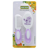 Популярний! Набір для догляду за дитиною Baby Team гребінець і щітка з натуральної щетин (7106_фиолетовый) - Краща якість тільки