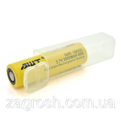 Promo Ціна! Акумулятор 18650 Li-Ion 2600 мАч, 40А, BOX AWT (IMR18650-2600-40А) - тільки на ZaGrosh.com.ua