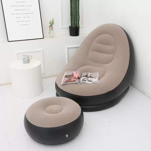 Надувное садовое кресло с пуфиком Air Sofa Comfort zd-33223 велюр 76*130 см