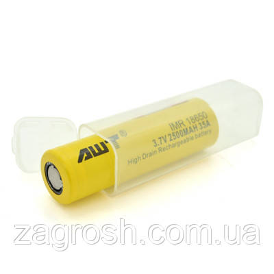 Promo Ціна! Акумулятор 18650 Li-Ion 2500 мАч, 35А, BOX AWT (IMR18650-2500-35А) - тільки на ZaGrosh.com.ua