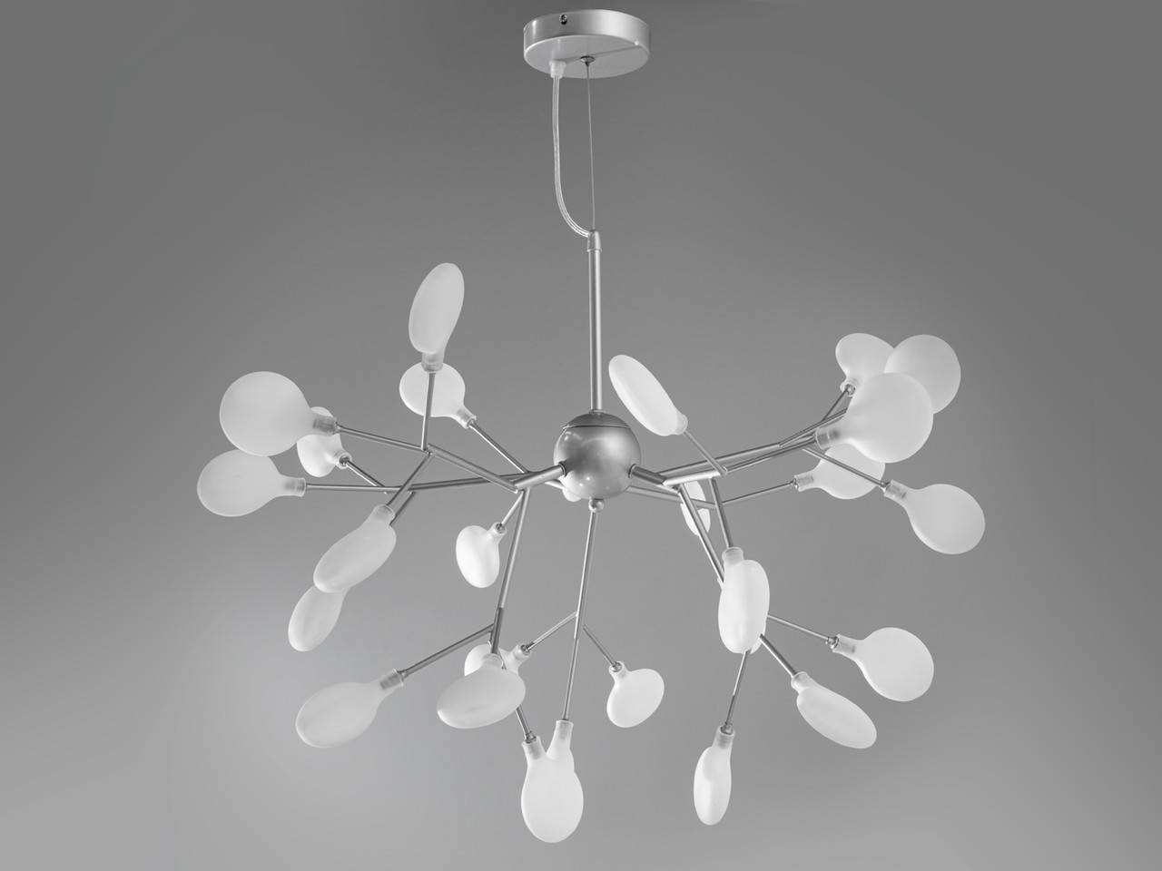 Металева люстра на 27 ламп G4 скло хром сатин 70х125 см