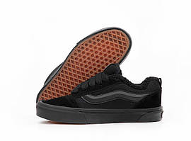 Ванс зимові хутряні кеди Vans Winter KNU жіночі та чоловічі Ванс Олд Скул замшеві чорні