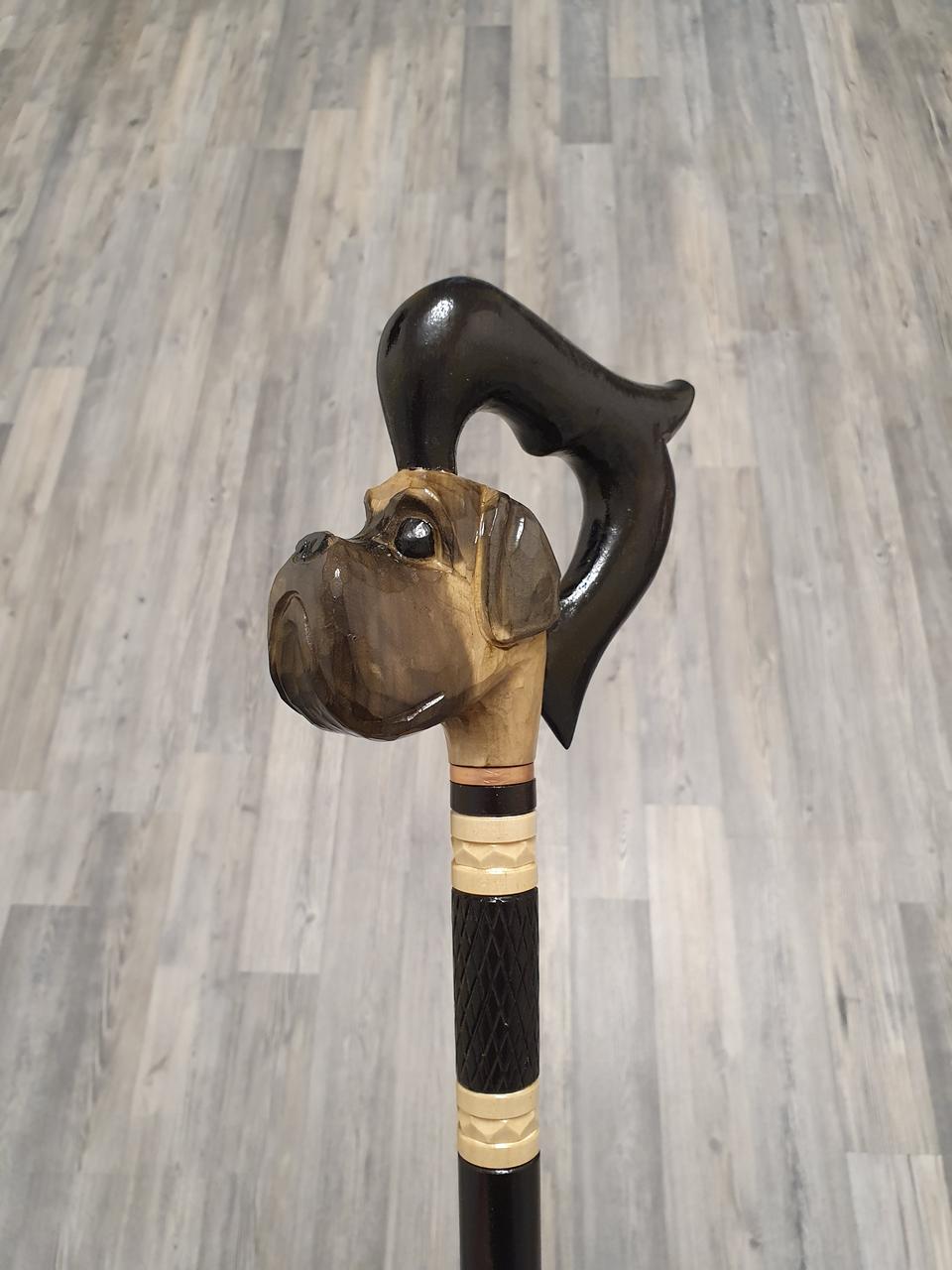 Палиця Собака коричневий, ручної роботи, різальна, дерев'яна, для ходьби