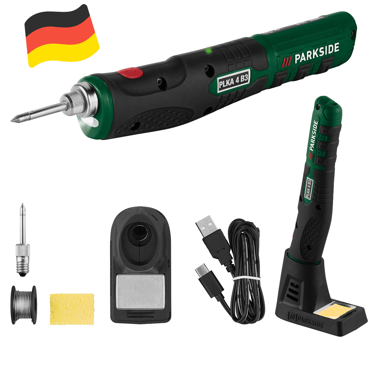 Паяльник акумуляторний Parkside PLKA 4 B3 (4 В, до 470 °C, USB-C заряджання, Німеччина), фото 1