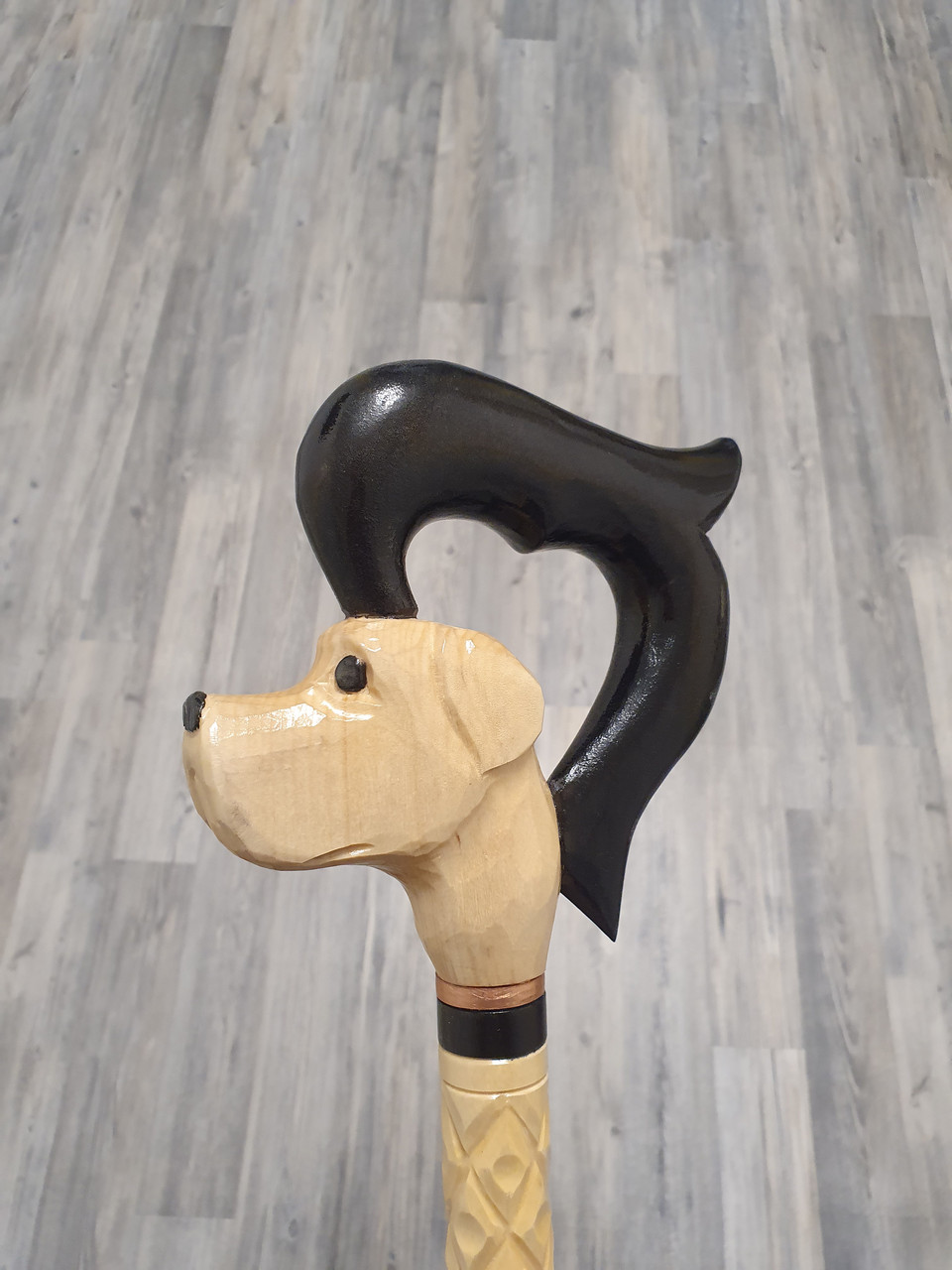 Палиця Собака коричневий, ручної роботи, різальна, дерев'яна, для ходьби, фото 1