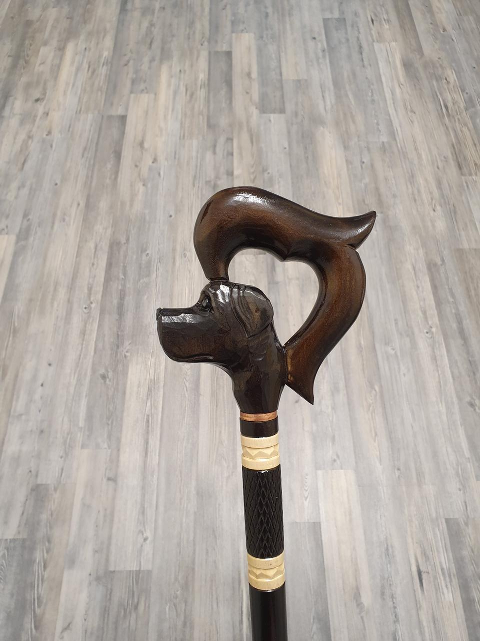 Палиця Собака коричневий, ручної роботи, різальна, дерев'яна, для ходьби