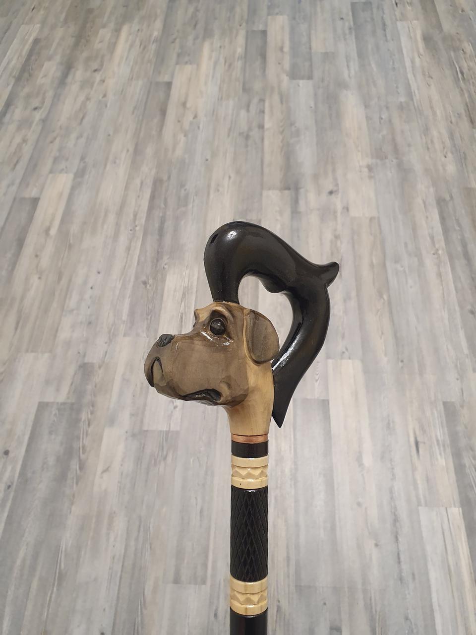 Палиця Собака коричневий, ручної роботи, різальна, дерев'яна, для ходьби