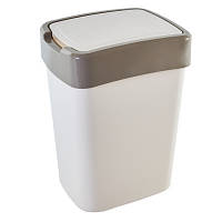 Популярний! Контейнер для сміття Алеана Євро Біла троянда / какао 18 л (алн 122067/біла роза/какао) - Краща якість тільки на