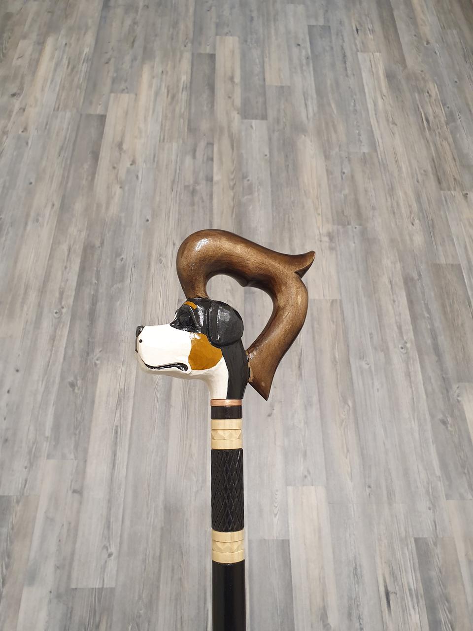 Палиця Собака коричневий, ручної роботи, різальна, дерев'яна, для ходьби