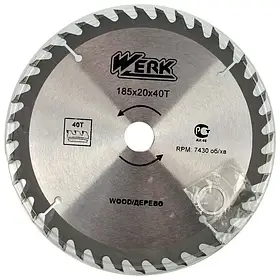 Пиляльний диск по дереву WERK 185х20 мм.