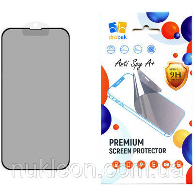 Популярний! Скло захисне Drobak Anty Spy Apple iPhone 15 Pro Max (Black) (292935) - Краща якість тільки на Nukleon.com.ua, фото 1