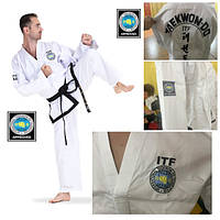 Добок для теквондо ІТФ із білим коміром Daedo DAN ITF TA 10815 TWILL костюм форма одяг для бойових мистецтв
