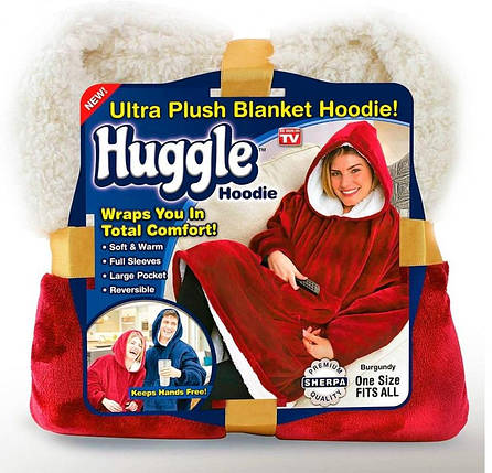 Плед із рукавами Hugle Ultra Plush Blanket Hoodie Червоний, фото 1
