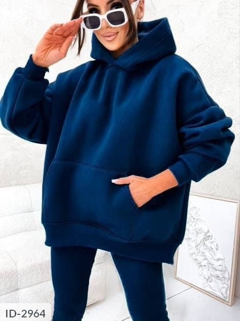 Худі жіноче повсякденне базове однотонне вільного фасону оверсайз на флісі розмір 42-46 арт 990