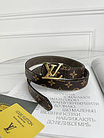 Ремень Женский Луи Витон Брендовый Унисекс Коричневый Золото С Логотипом Эко-кожа Louis Vuitton DBUY Ремінь