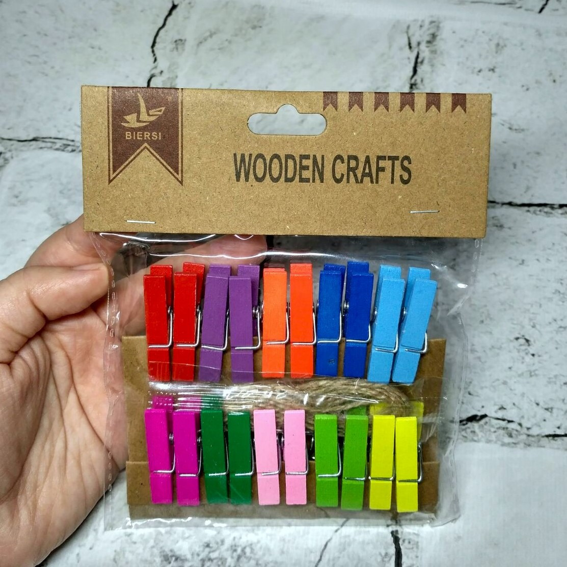 Прищіпки декоративні дерев'яні 3,5 см 20 шт Різнокольорові 841-1