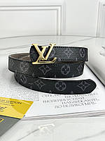 Ремень Женский Луи Витон Брендовый Унисекс Черный Классический С Логотипом Золото Эко-кожа Louis Vuitton Selli