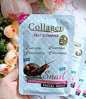 Тканинна маска для обличчя, що з'являється Collagen Snail з муцином равлика 25 мл