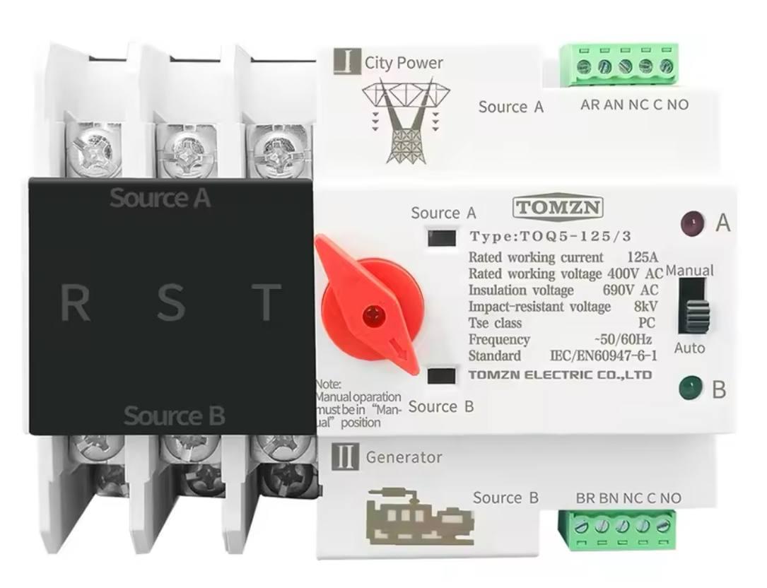 Автомат введення резерву (АВР) TOMZN TOQ5-125/3 125A 3P трифазний 220/380V, фото 1