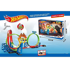 Дитячий гоночний автотрек Hot Wheels з мертвими петлями та запускачем машинка іннерція 6605
